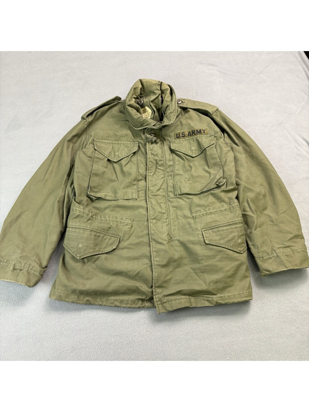Vintage 70s OG 107 M-65 Hooded Field Jacket Small Short Military US Army Green